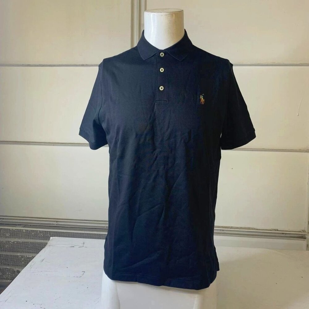 POLO RALPH LAUREN Soft Cotton Polo Shirt Men's Size Medium Black
